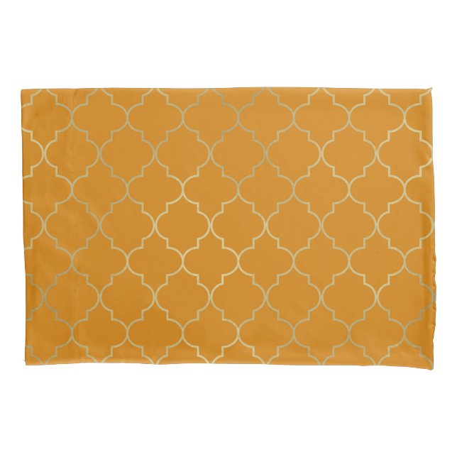 Padrão Quatrefoil Amarelo Açafrão & Dourado (Frente)
