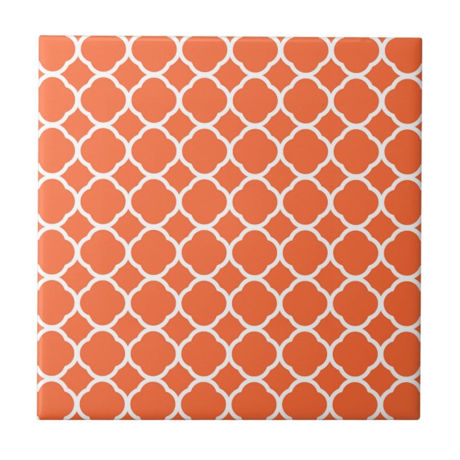 Padrão Quatrefoil em Laranja Mandarin e Branco (Frente)