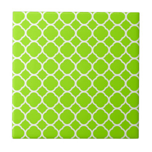 Padrão Quatrefoil Verde Lima Claro e Branco