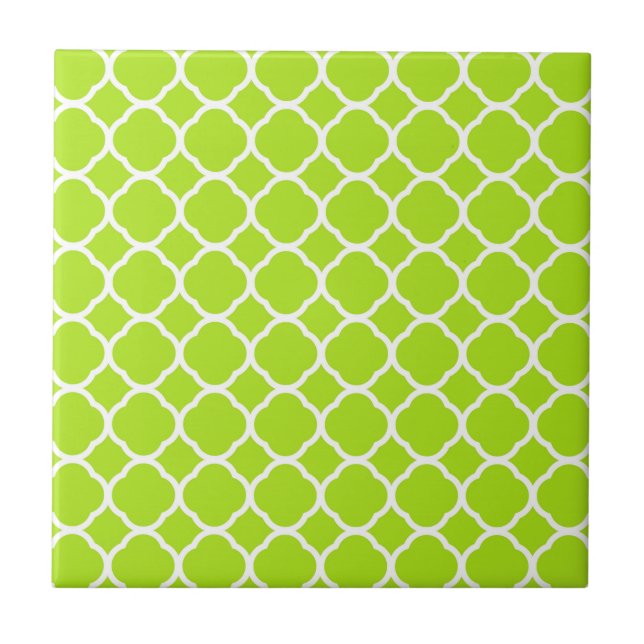 Padrão Quatrefoil Verde Lima Claro e Branco (Frente)