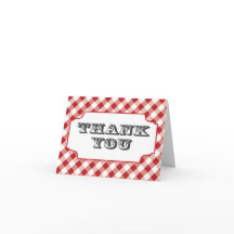 Padrão Red Gingham Obrigado cartões de nota