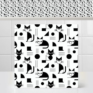 Padrão Repetitivo de Gato Geométrico Minimalista B