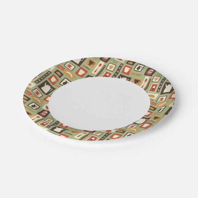 Padrão retrô com pratos de cozinha no café da manh (Inclinado)