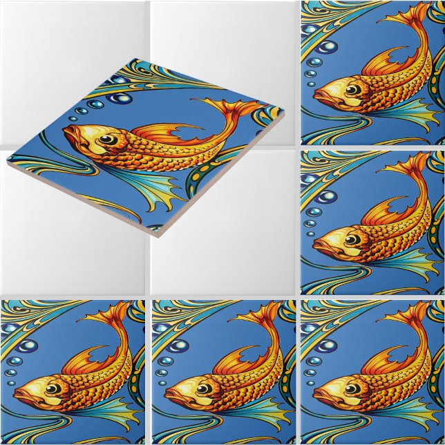 Padrão Retro de Peixe Koi em Art Nouveau (Criador carregado)
