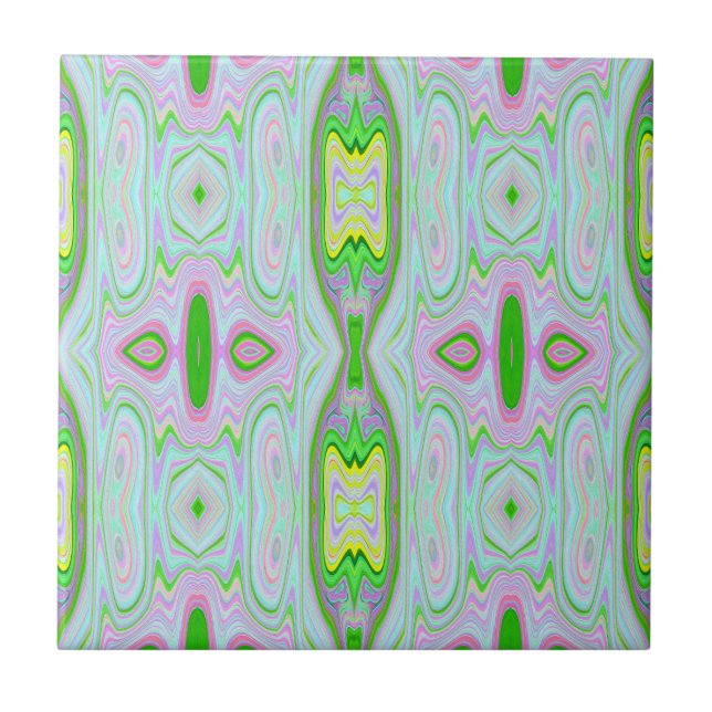 Padrão retroAbstrato cor-de-rosa, Verde limão e ág (Frente)