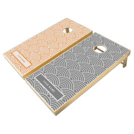 Padrão Retroativo Japonês | Seu Nome Cinza Laranja