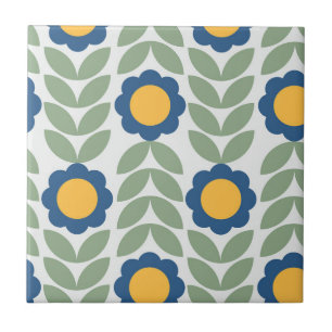 Padrão retrofloral escente escandinavo,flor retrô,
