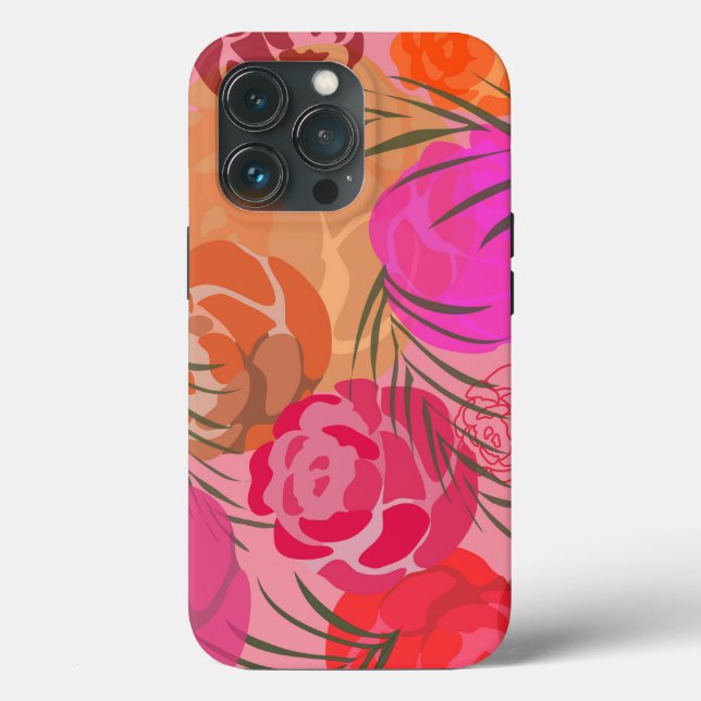 Padrão rosa com flores e plantas (Verso)