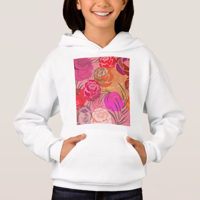 Padrão rosa com flores e plantas (Frente)
