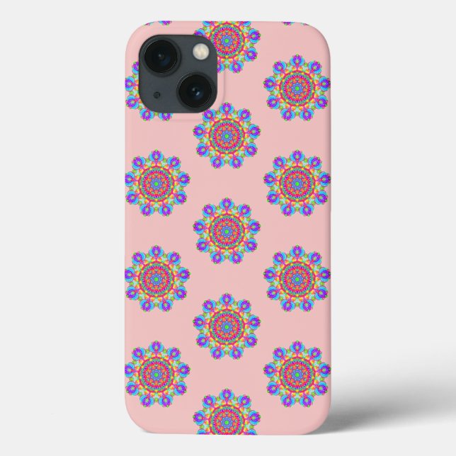 Padrão rosa de Mandala Boho iPhone / iPad case (Verso)