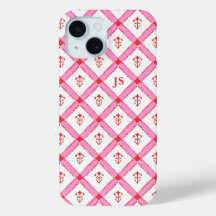Padrão Rosa e Vermelho Feminino Com Iniciais
