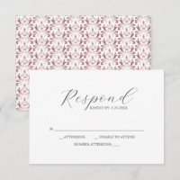 Padrão rosa empoeirado das placas RSVP