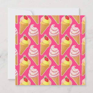 Padrão rosa Kawaii com sorvete de morango
