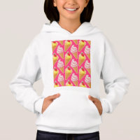 Padrão rosa Kawaii com sorvete de morango