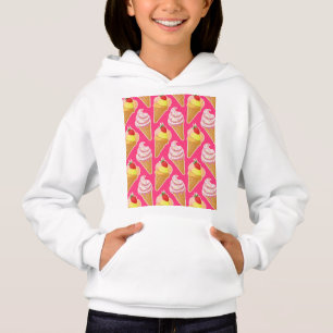 Padrão rosa Kawaii com sorvete de morango