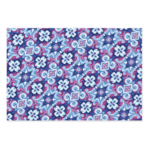 Padrão Rosa Malva, Safira e Azul Claro