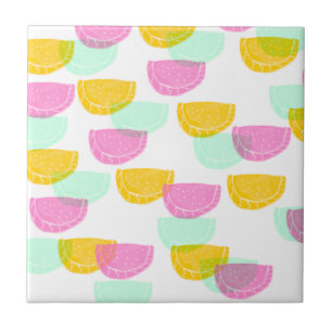 Padrão Rosa Verde Amarelo de Melancia em Aquarela