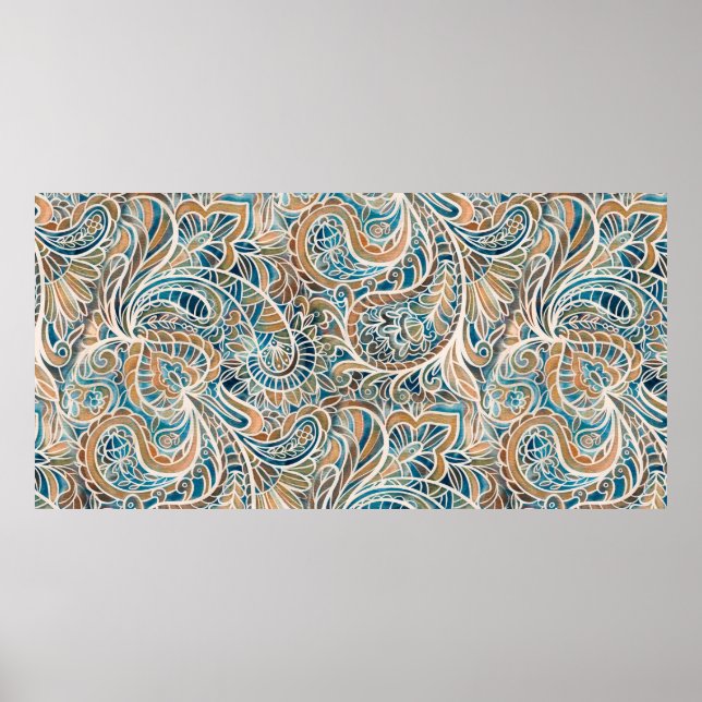 Padrão sem costura com impressão de Paisley multic (Frente)