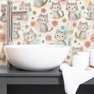 Padrão sem descontinuidades de gato pastel engraça