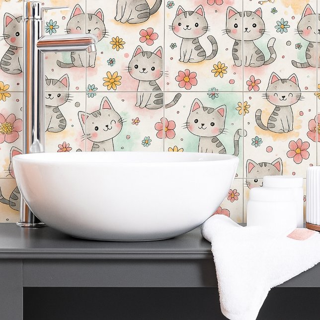 Padrão sem descontinuidades de gato pastel engraça (Criador carregado)