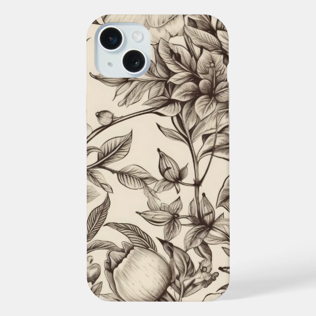 Padrão Sépia Floral Vintage (2) (Verso)