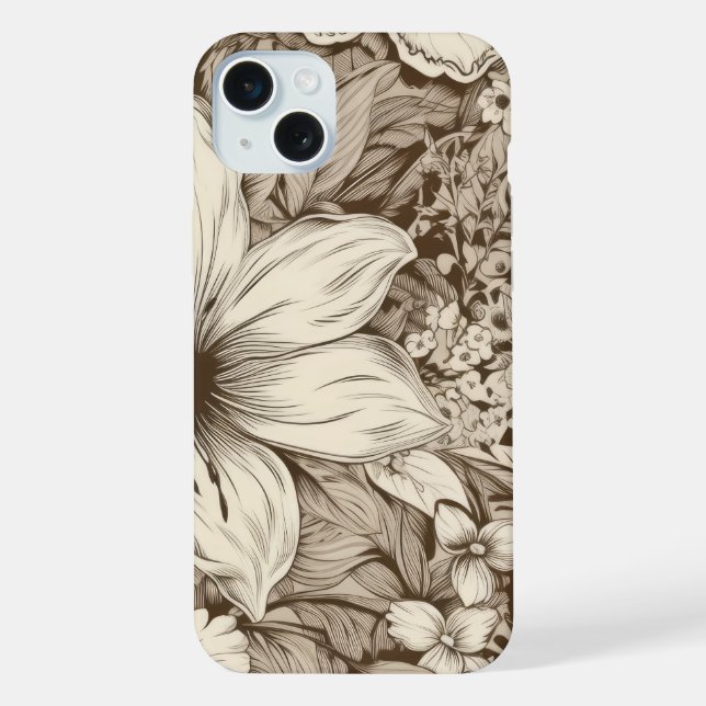 Padrão Sépia Floral Vintage (3) (Verso)