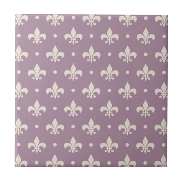 Padrão Silver Fleur De Lis em fundo roxo (Frente)
