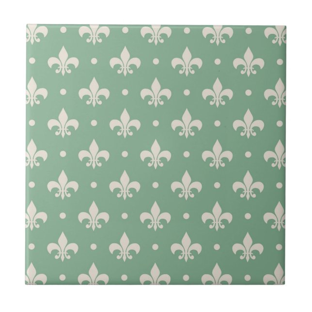 Padrão Silver Fleur De Lis em fundo verde (Frente)
