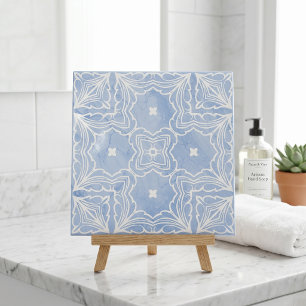 Padrão Simétrico Branco Azul com Olho Marble