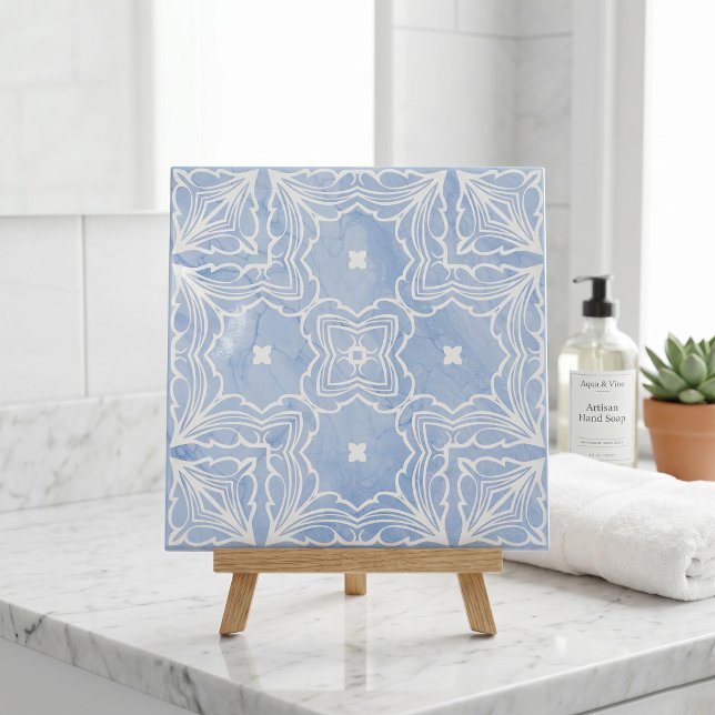 Padrão Simétrico Branco Azul com Olho Marble (Criador carregado)