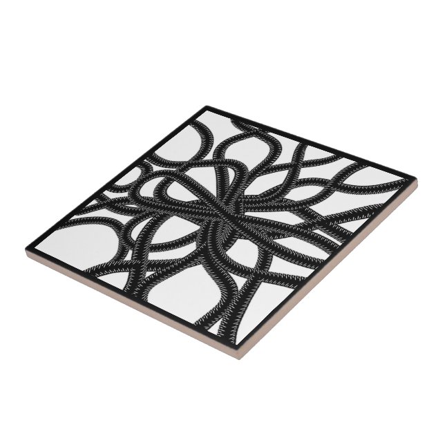 Padrão Simétrico Curvo Preto em Branco com Atadura (Lateral)