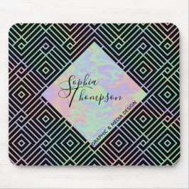 Padrão Simétrico Holográfico Moderno - Mousepad