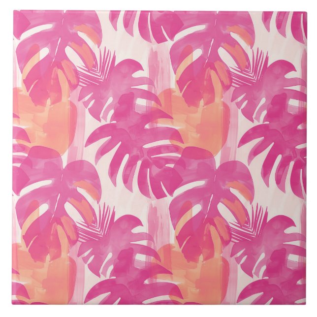 Padrão simples de abstrato com folhas de monstera, (Frente)