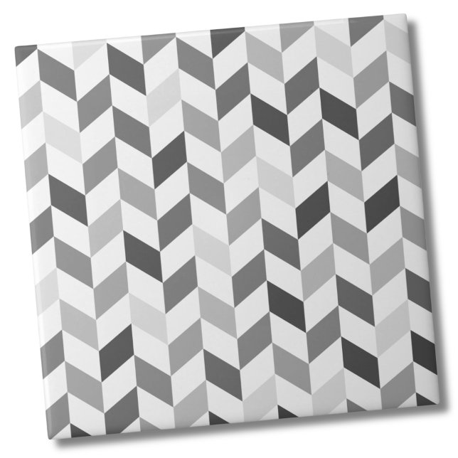 Padrão simples de Cinza de arenque (Fun Simple Classic Gray White Herringbone Pattern Ceramic Tile)