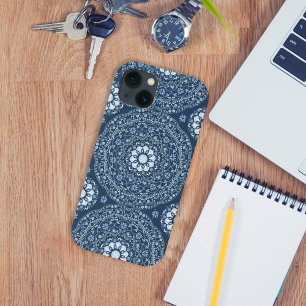 Padrão Simples de Mandala Na moda Azul Moderno