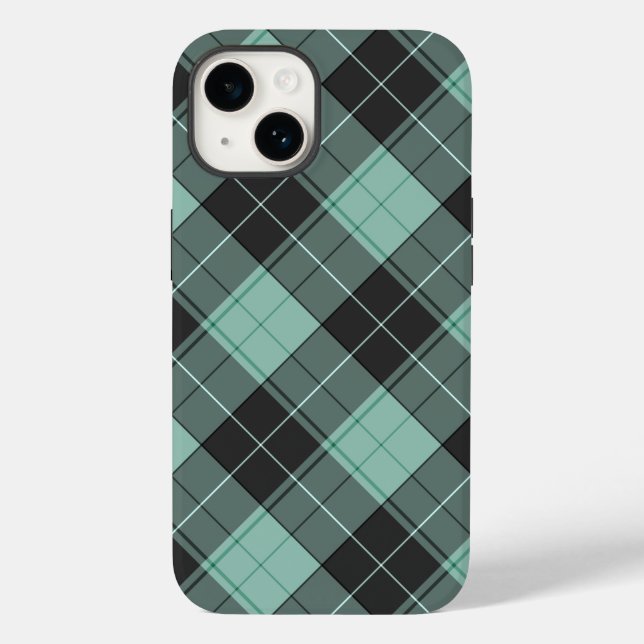 Padrão simples de tartan em turquesa Case-Mate iPh (Verso)