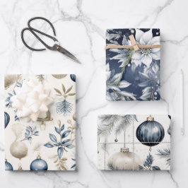 Padrão sofisticado de Natal Azul e Dourado