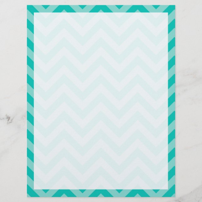 Padrão Teal Turquoise Aqua Large Chevron ZigZag (Frente)