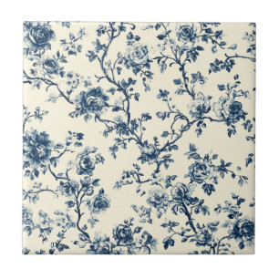 Padrão Toile Floral Vintage Azul (2)