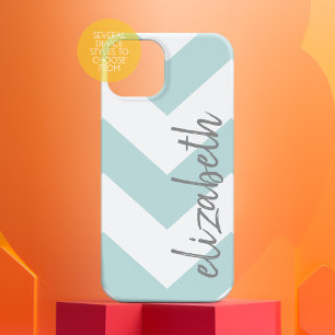 Padrão Trendy Chevron com nome - azul pastel