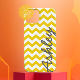 Padrão Trendy Chevron com nome - cinza amarela