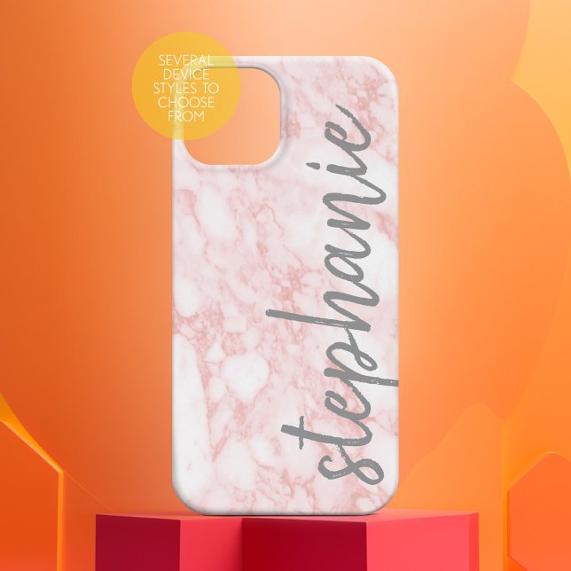 Padrão Trendy Marble com o nome de cinza dourada (Personalized Phone Case - Many Device Styles to Choose From)