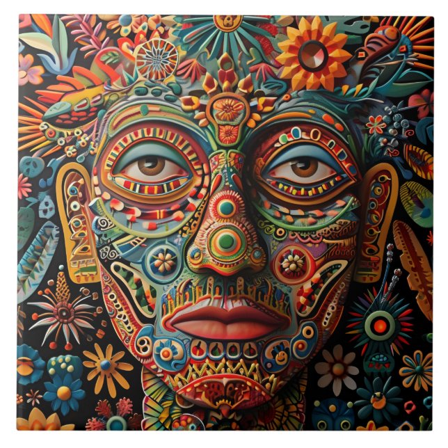 Padrão Tribal de Huichol, Abstrato, vibrante (Frente)