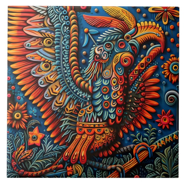 Padrão Tribal de Huichol, Abstrato, vibrante (Frente)