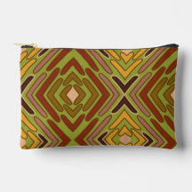 Padrão Tribal Étnico Vermelho Verde Dourado
