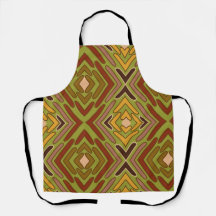 Padrão Tribal Étnico Vermelho Verde Dourado