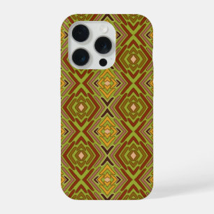 Padrão Tribal Étnico Vermelho Verde Dourado