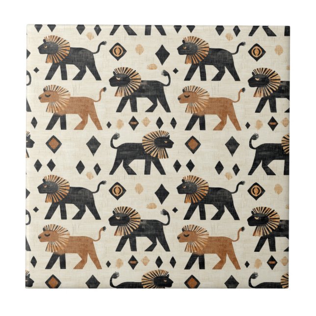 Padrão Tribal Safari Leão Boho (Frente)