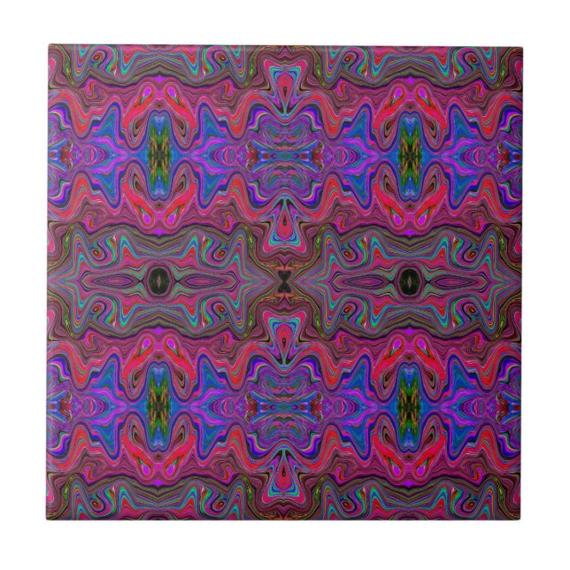 Padrão Trippy Azul Ondulado e Vermelho Arco-íris (Frente)