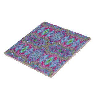 Padrão Trippy Multicolorido Azul Céu Ondulado